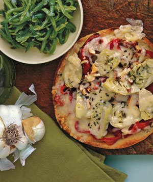 Artichoke Pizzas With Lemony Green Bean Salad