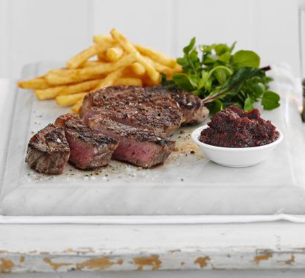 Chargrilled steak with beetroot & jalepeo relish