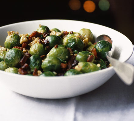 Sprouts with walnuts & bacon