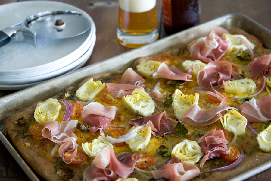 Loaded Veggie and Prosciutto Pizza