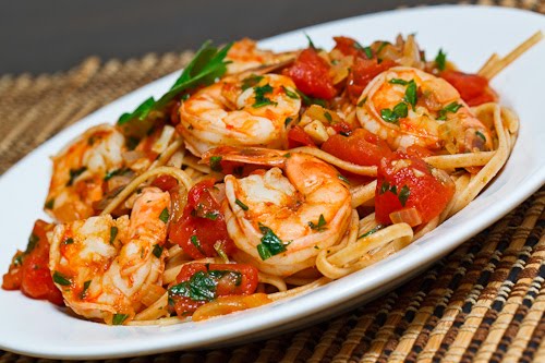 Shrimp Linguine in a Tomato and White Wine Sauce