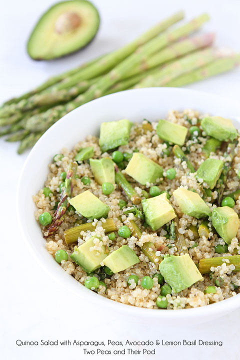 Quinoa Salad with Asparagus, Peas, Avocados & Lemon Basil Dressing