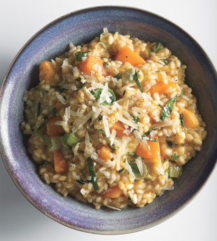 Risotto with Butternut Squash, Leeks, and Basil