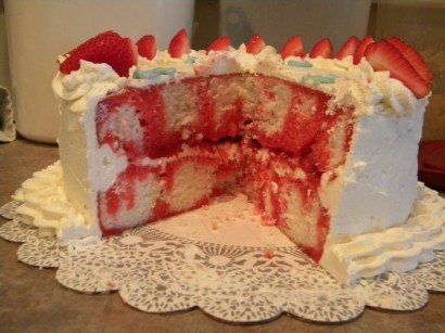 Strawberry Poke Cake with Whipped Cream Icing