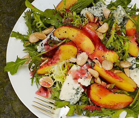 Nectarine And Blue Cheese Salad With Plum Vinaigrette
