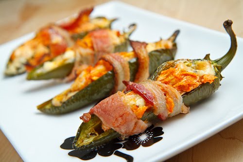 Bacon Wrapped Buffalo Chicken Jalapeno Poppers