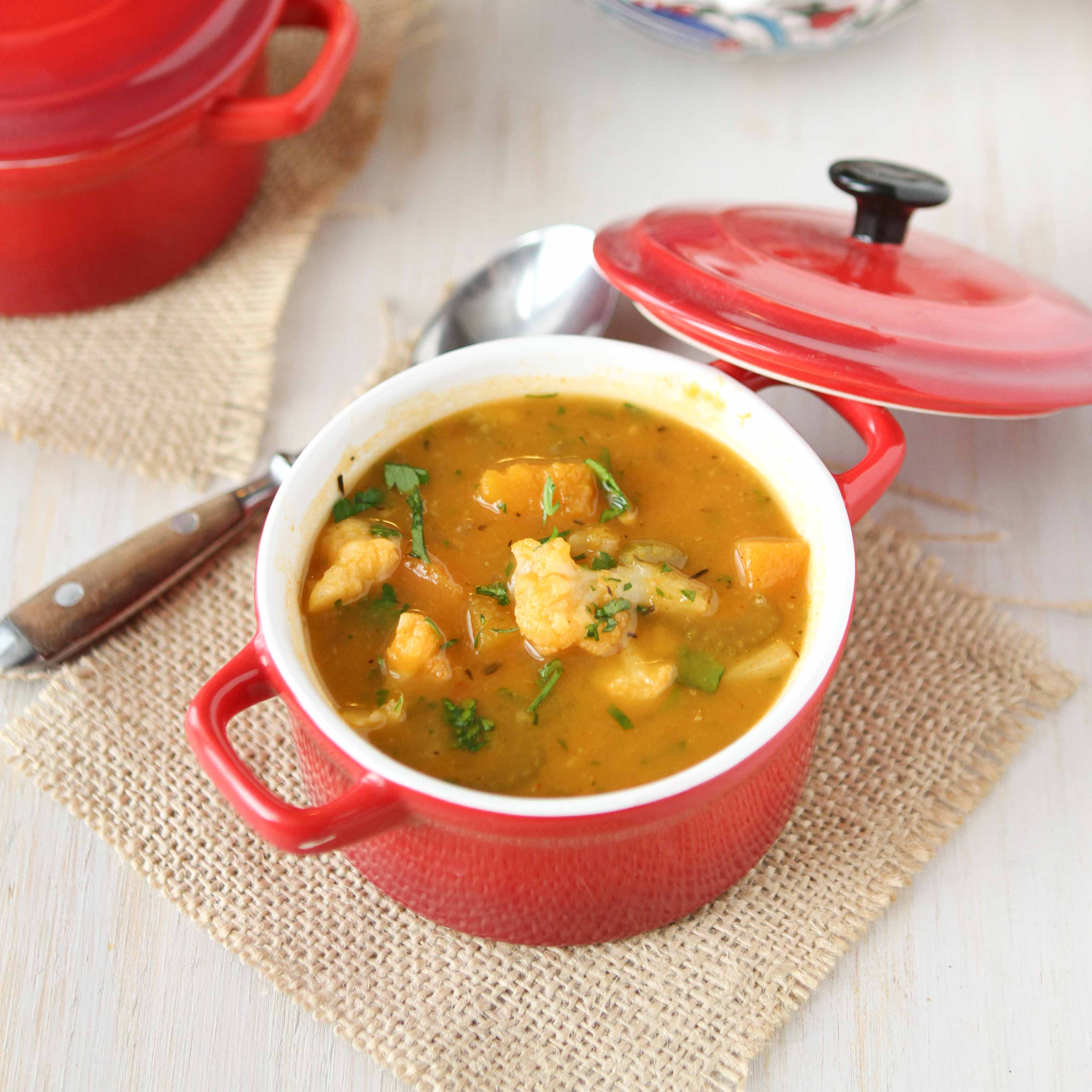 Winter Vegetable Soup Recipe With Butternut Squash & Cauliflower